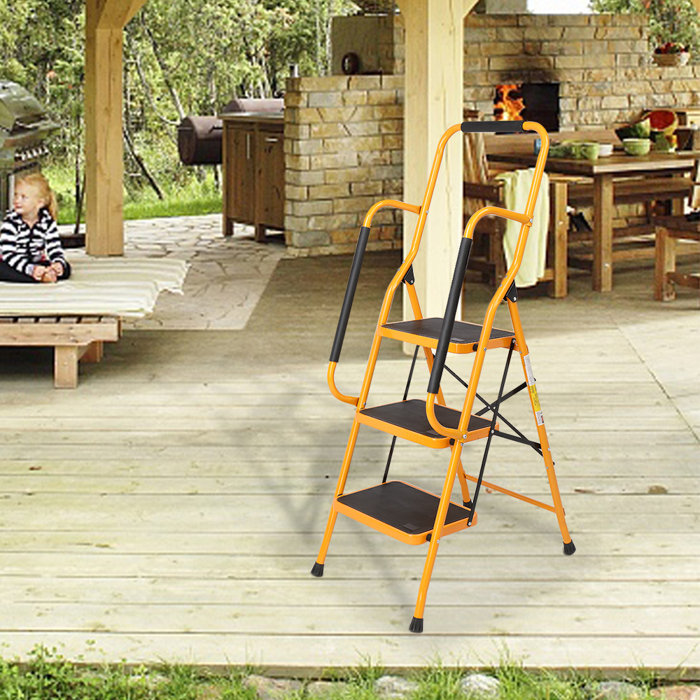 WFX Utility™ Folding 3 Step Ladder, Portable AntiSlip And Wide Pedal Step Stool, 330 Lb